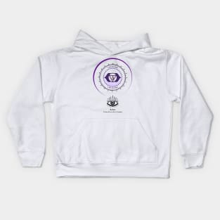 Third Eye Chakra, Ajna. Intuition and Guidance, I Am Guided. Mantra, Affirmations. Kids Hoodie